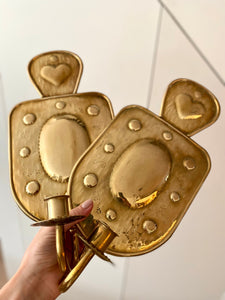 KEPT London Embossed brass heart wall sconces