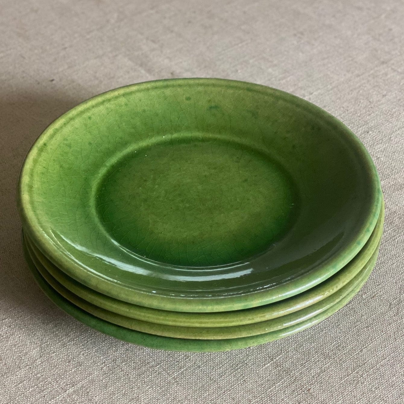 KEPT London Stock Four French green faience plates