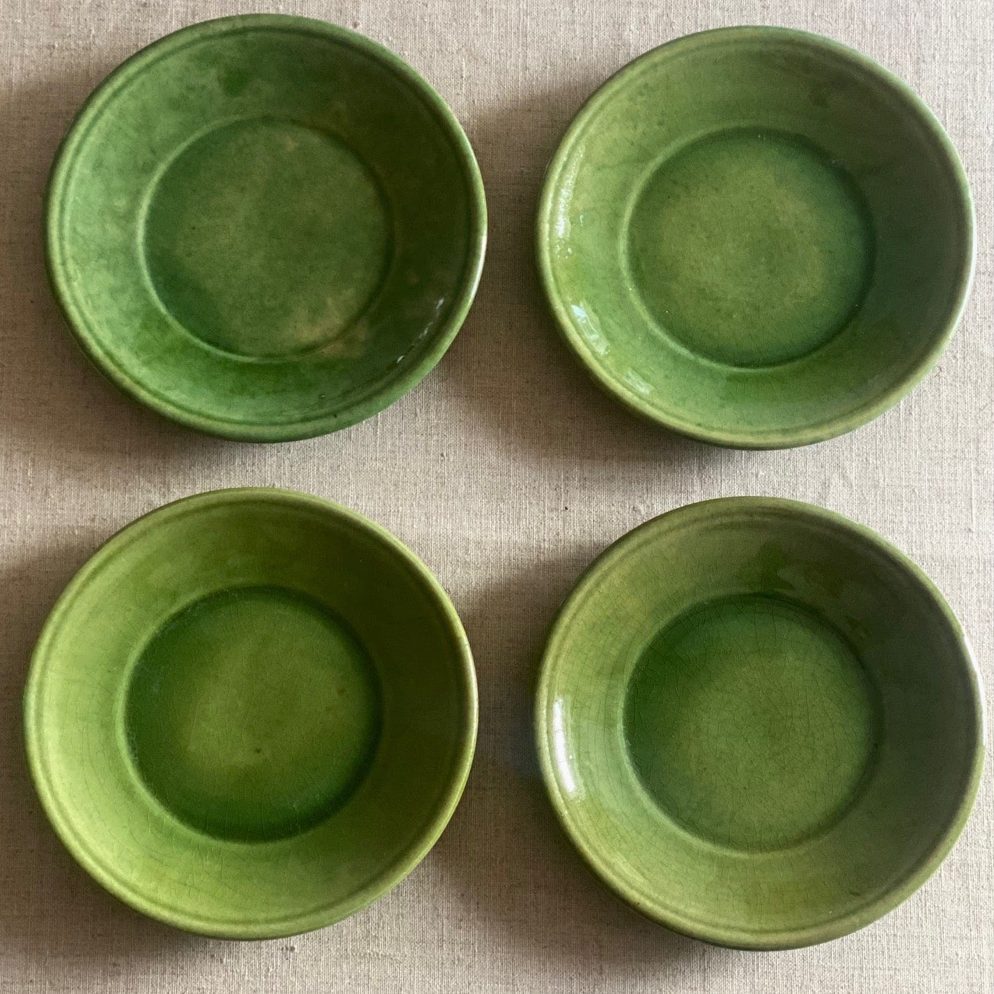 KEPT London Stock Four French green faience plates