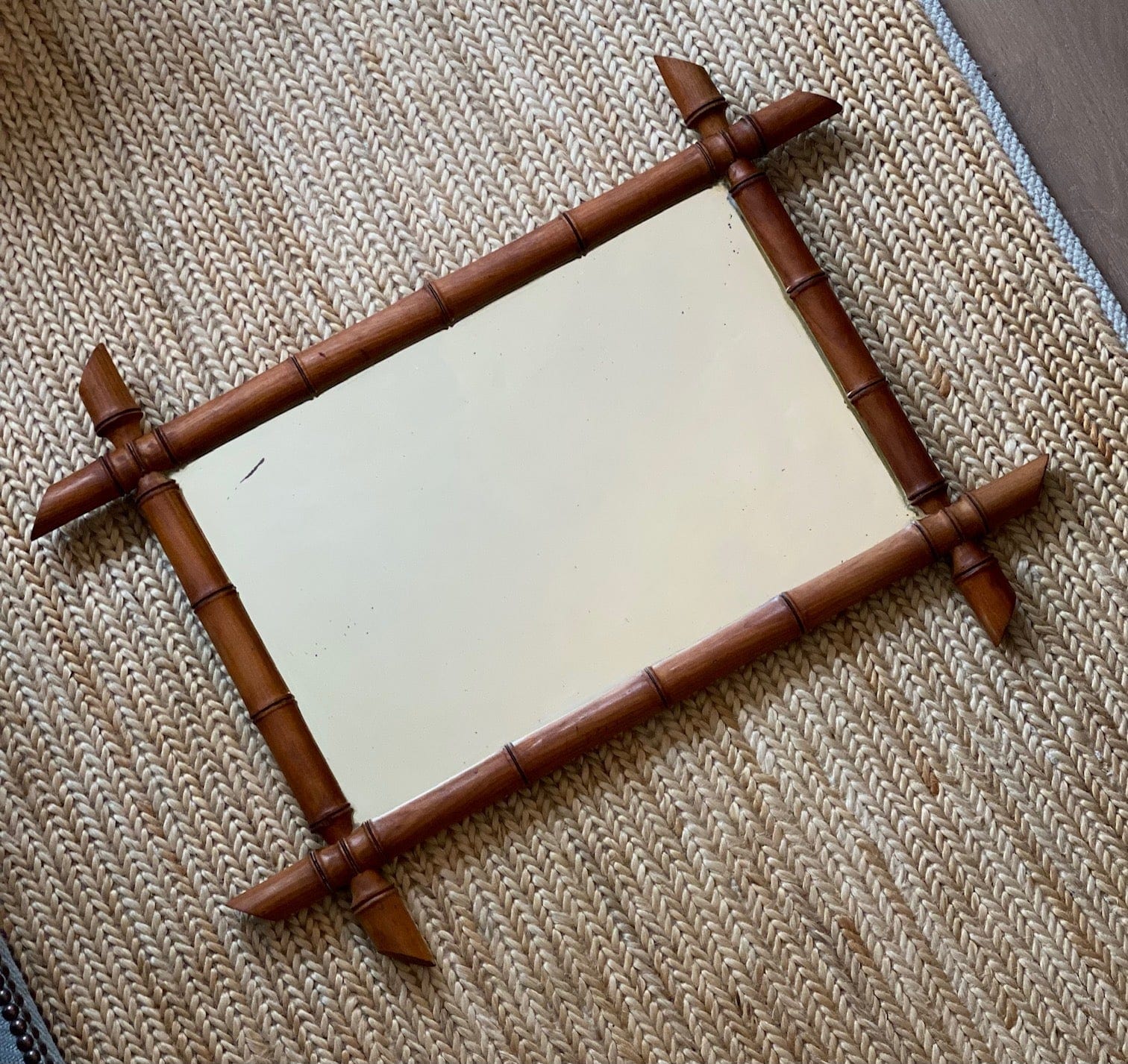 KEPT London Stock French faux bamboo rectangular mirror