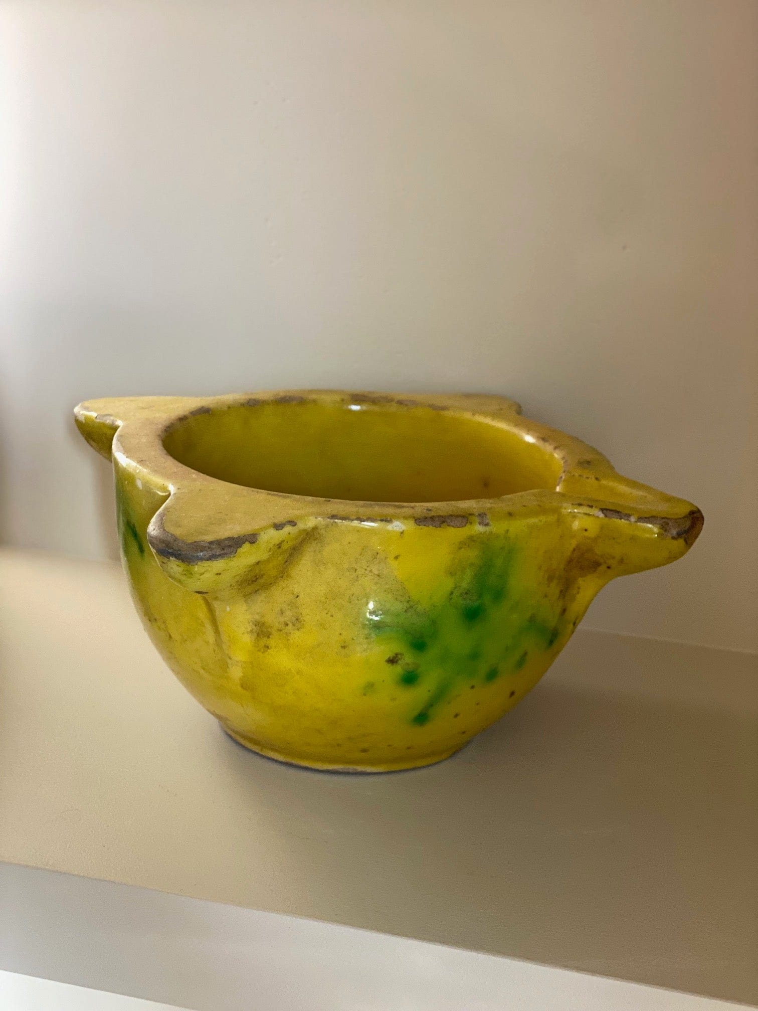 KEPT London Stock French yellow and green glazed mortar