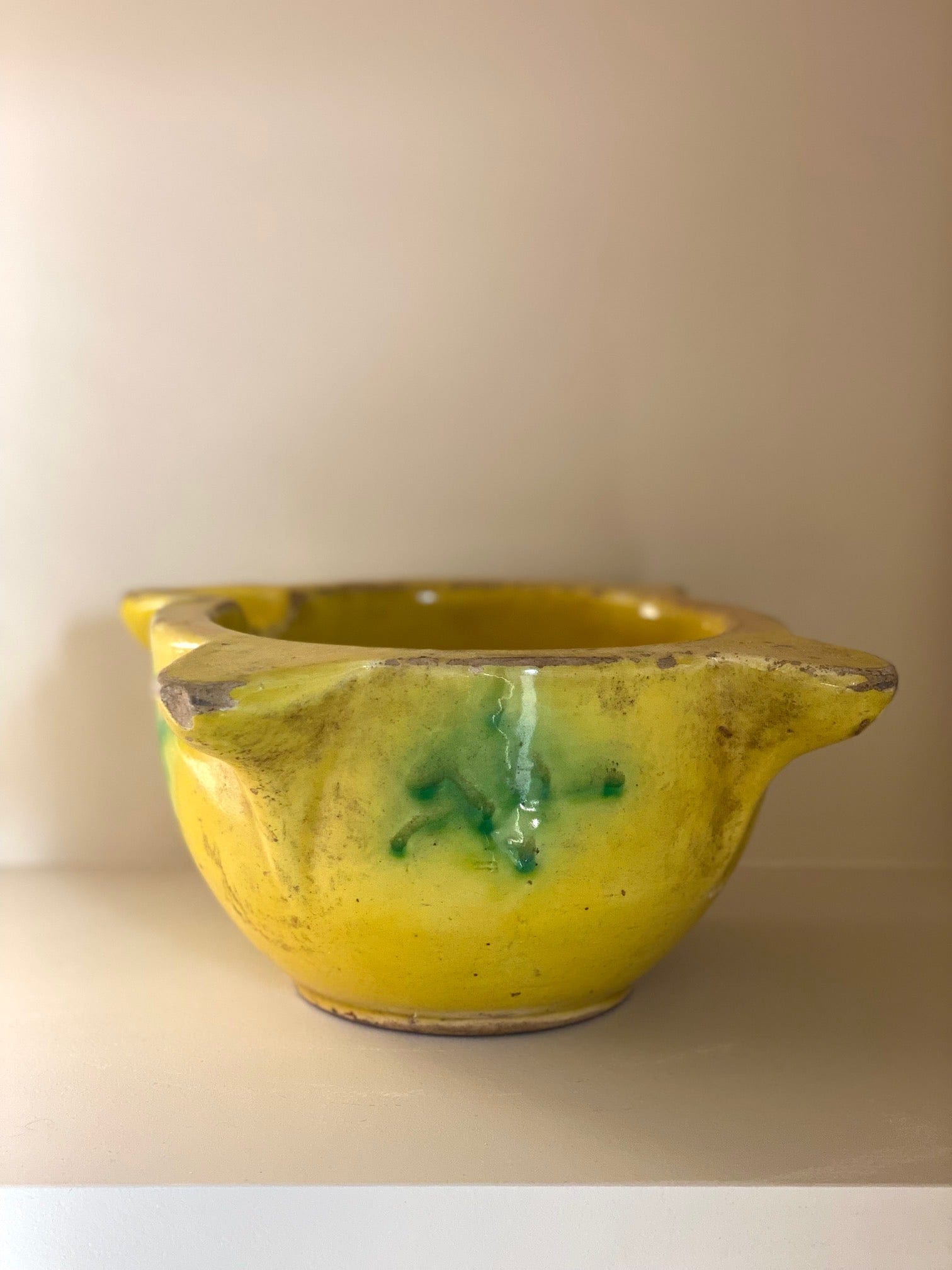KEPT London Stock French yellow and green glazed mortar
