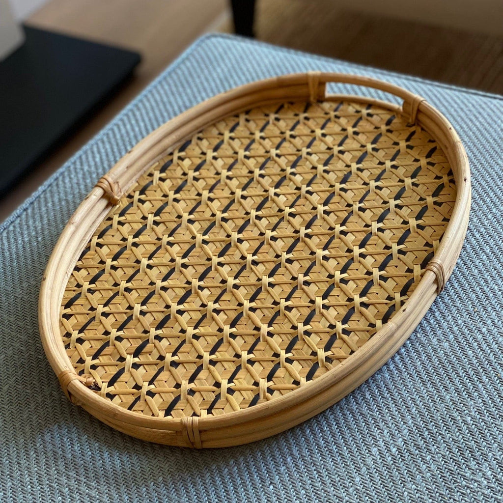 KEPT London Stock Geometric bamboo tray, oval