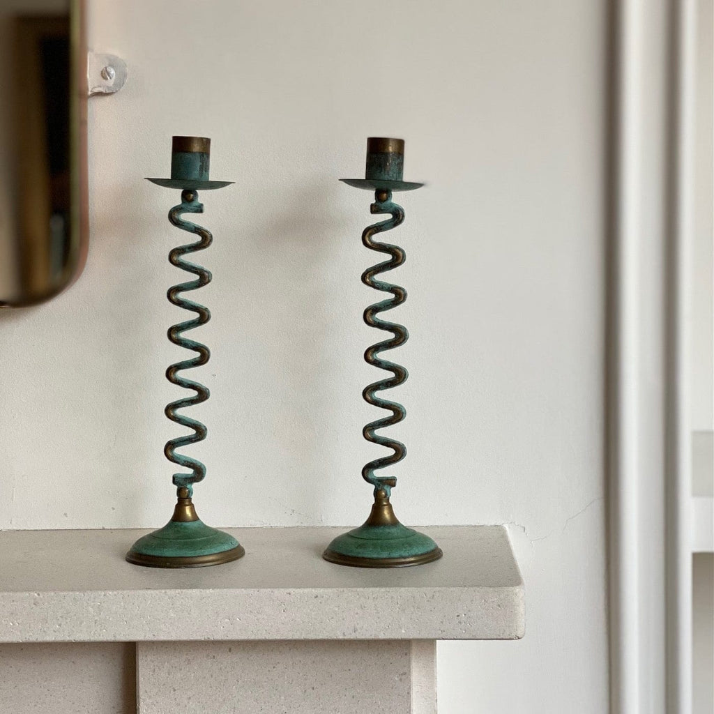 KEPT London Stock Green verdigris wiggle candlesticks
