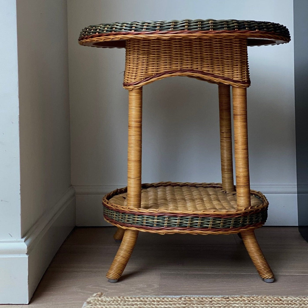 KEPT London Green wicker round side table