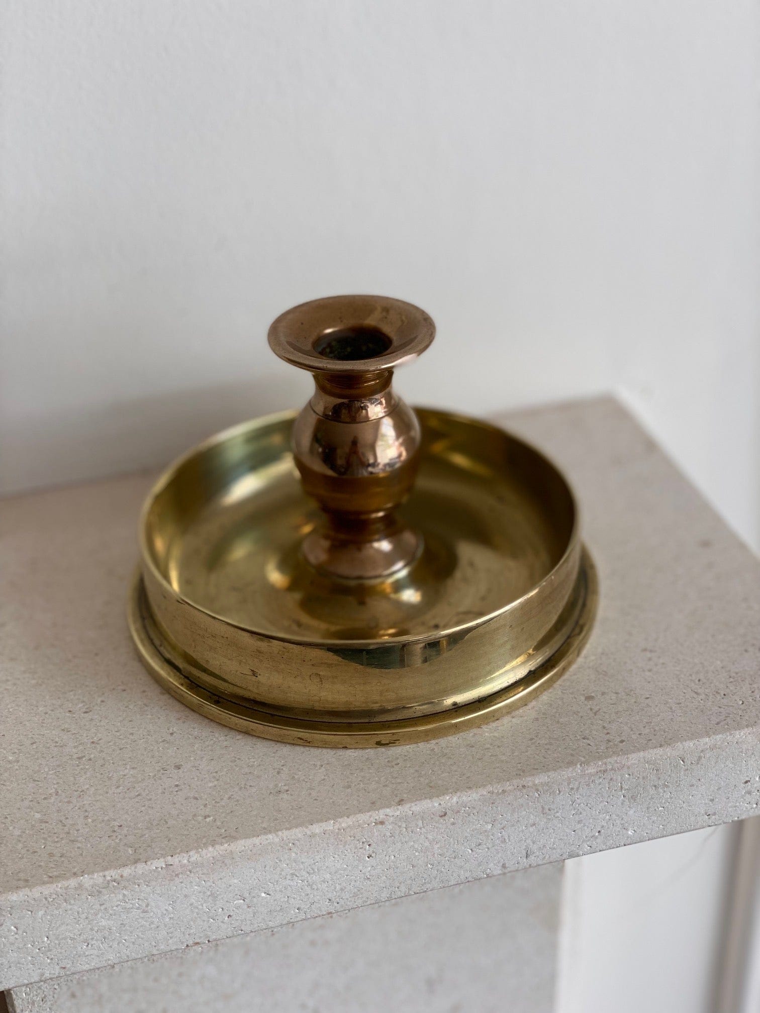 KEPT London Heavy brass trench art candlestick
