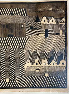 KEPT London Stock Houses, linocut, Poland