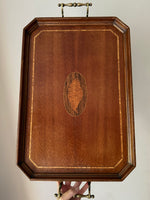 Load image into Gallery viewer, KEPT London Stock Inlaid mahogany tray with brass handles
