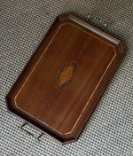 Load image into Gallery viewer, KEPT London Stock Inlaid mahogany tray with brass handles
