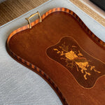 Load image into Gallery viewer, KEPT London Stock Inlaid mahogany tray with striped gallery
