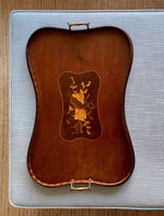 Load image into Gallery viewer, KEPT London Stock Inlaid mahogany tray with striped gallery
