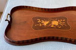 Load image into Gallery viewer, KEPT London Stock Inlaid mahogany tray with striped gallery
