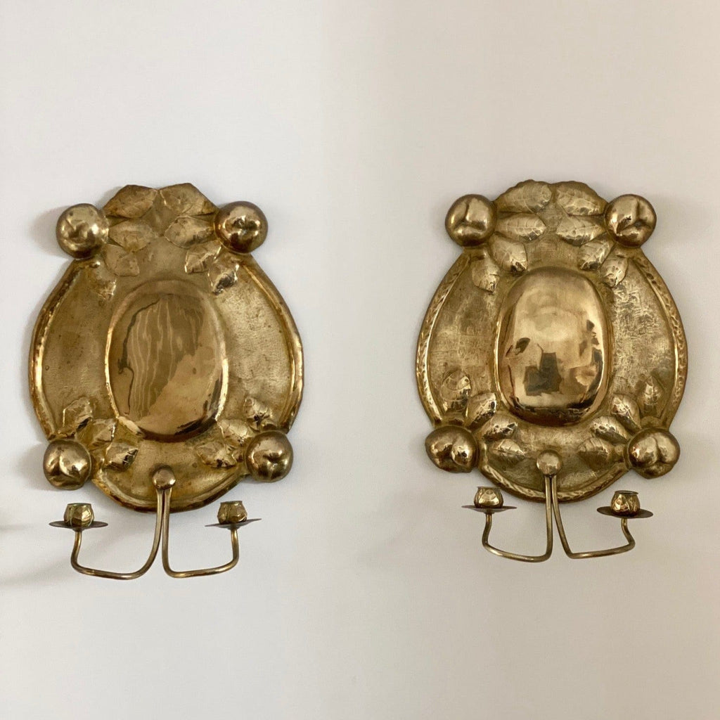 KEPT London Large brass fruit wall sconces