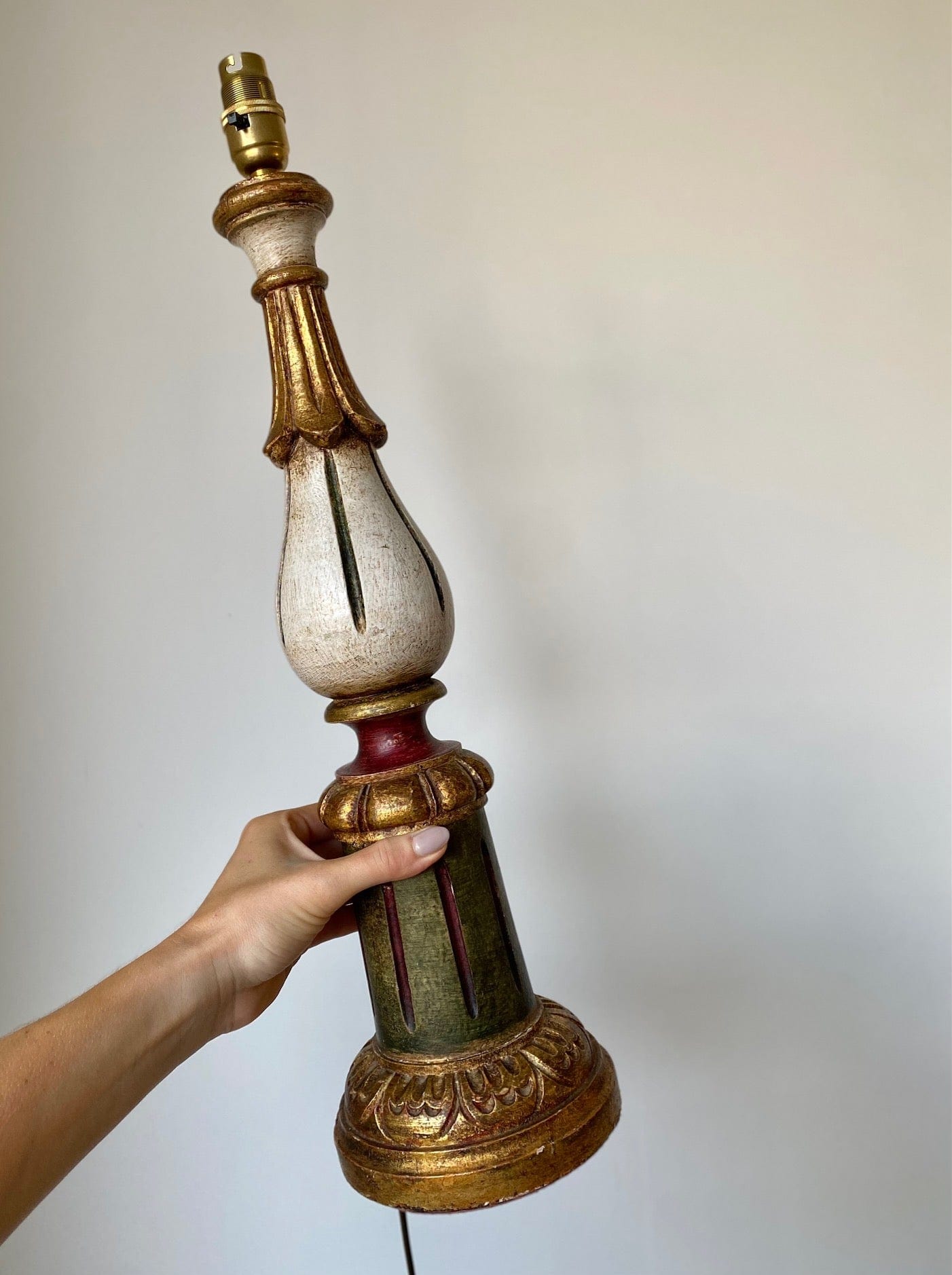 KEPT London Stock Large painted Indian wooden lamp