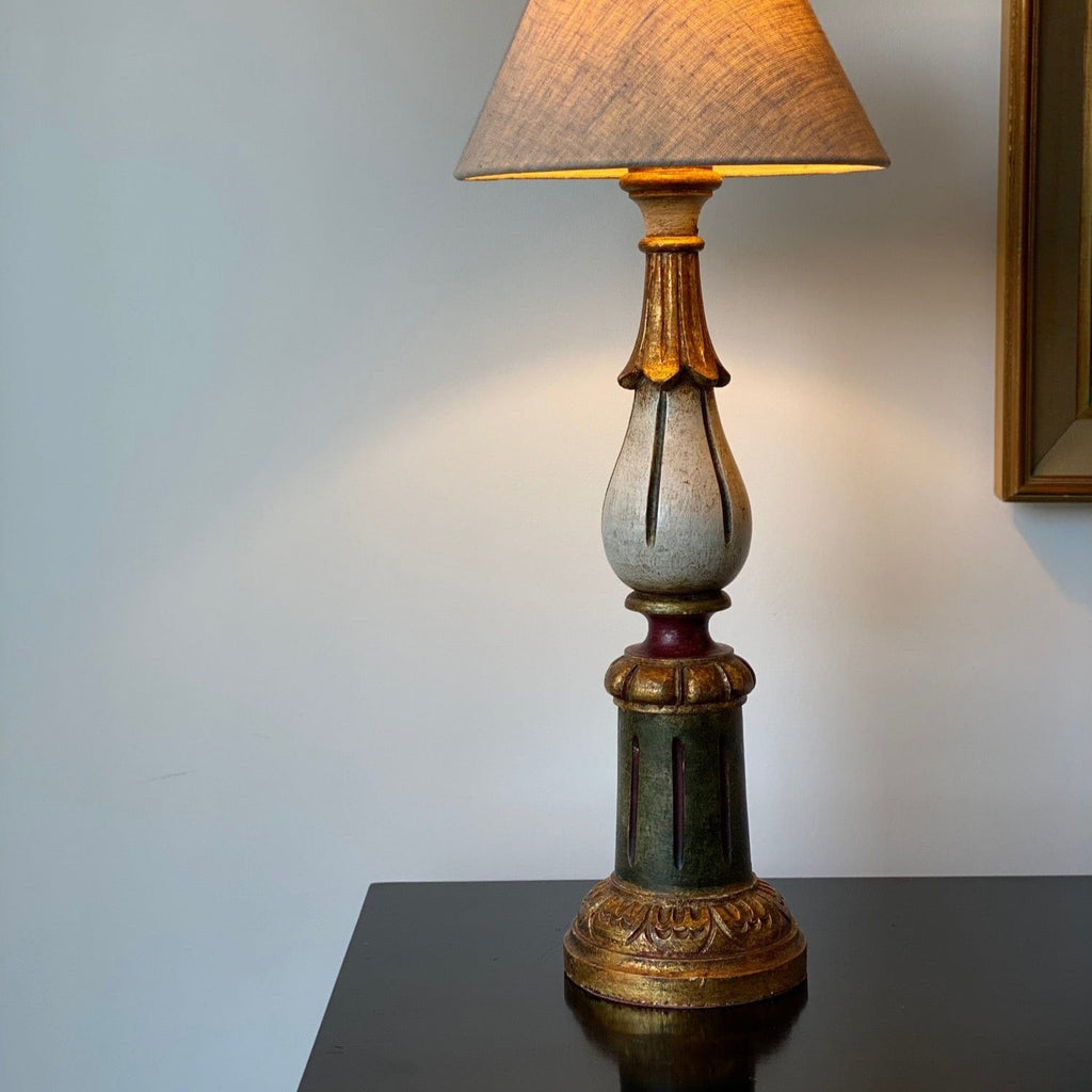 KEPT London Stock Large painted Indian wooden lamp
