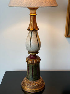 KEPT London Stock Large painted Indian wooden lamp