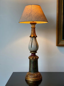 KEPT London Stock Large painted Indian wooden lamp