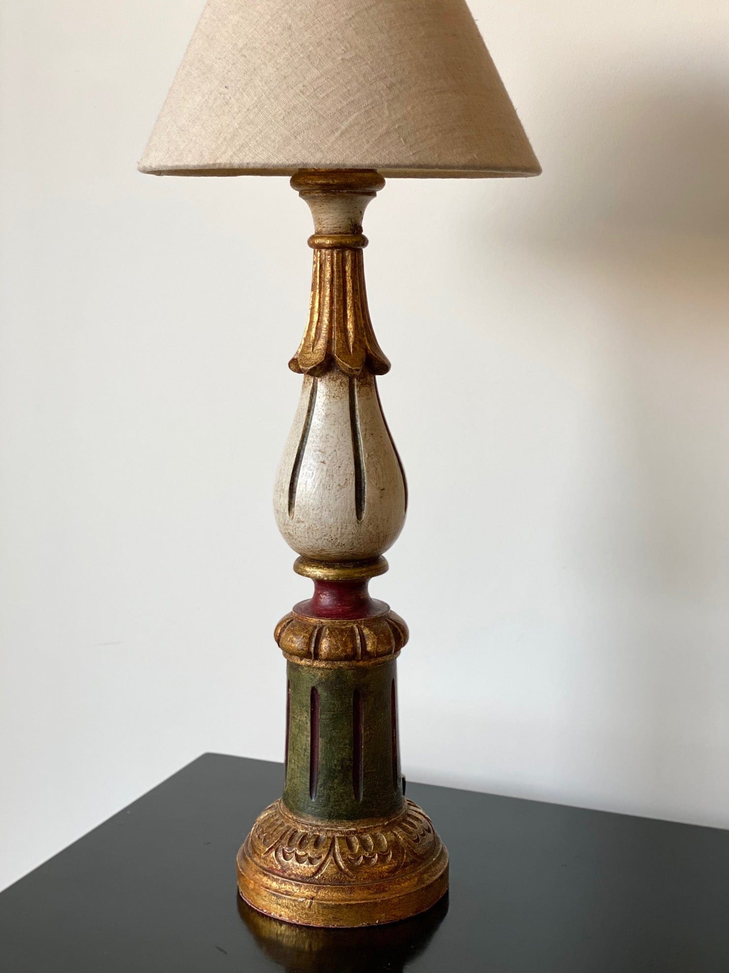 KEPT London Stock Large painted Indian wooden lamp