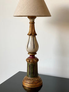 KEPT London Stock Large painted Indian wooden lamp