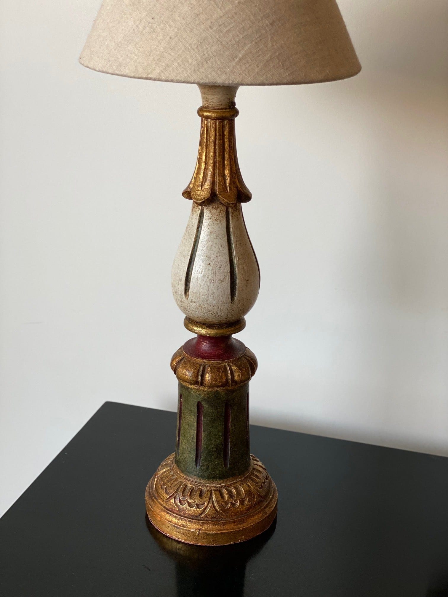KEPT London Stock Large painted Indian wooden lamp