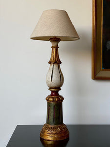 KEPT London Stock Large painted Indian wooden lamp