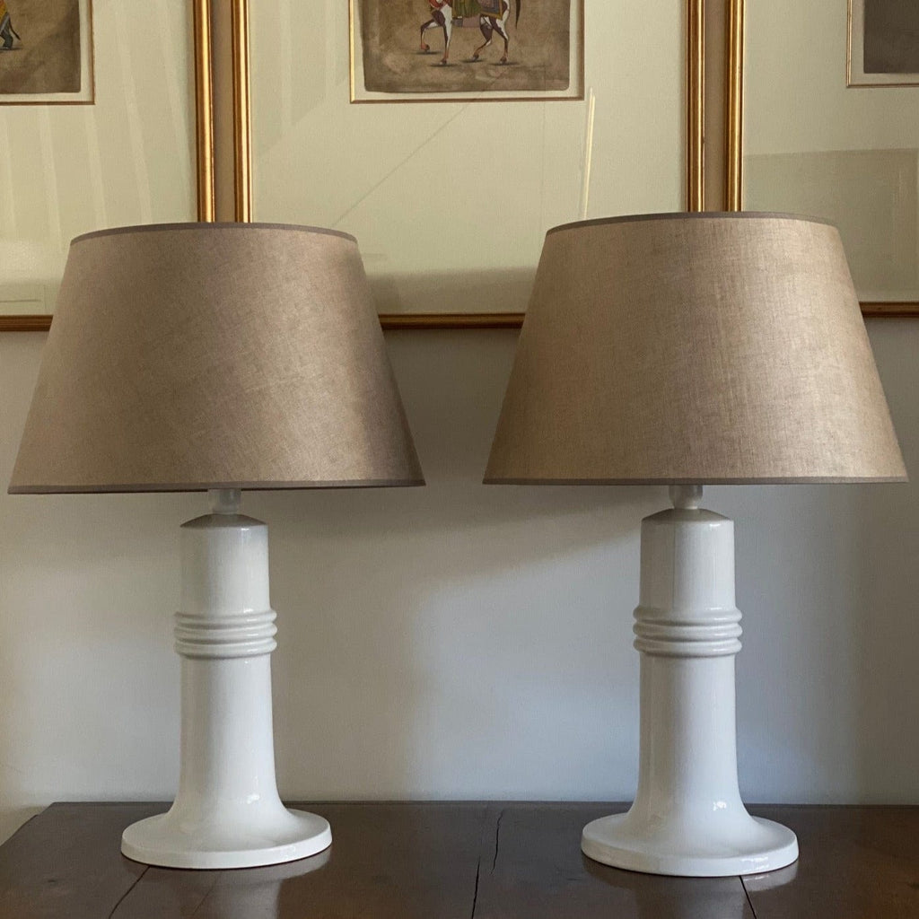 KEPT London Large pair of ceramic white lamps, Gustavsberg