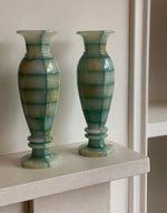 Load image into Gallery viewer, KEPT London Stock Large pair of green checkered onyx vases
