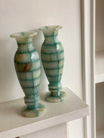 Load image into Gallery viewer, KEPT London Stock Large pair of green checkered onyx vases
