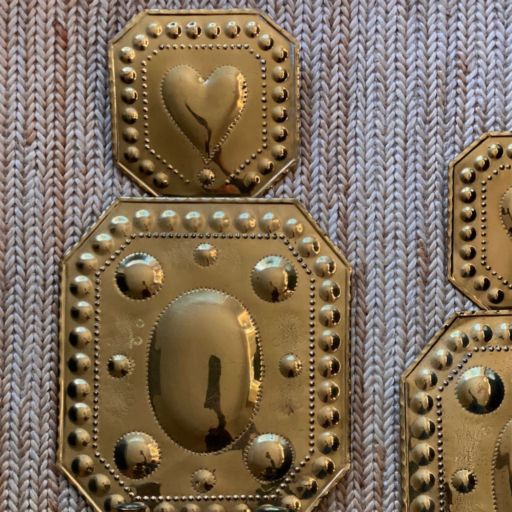 KEPT London Stock Large pair of heart brass wall sconces