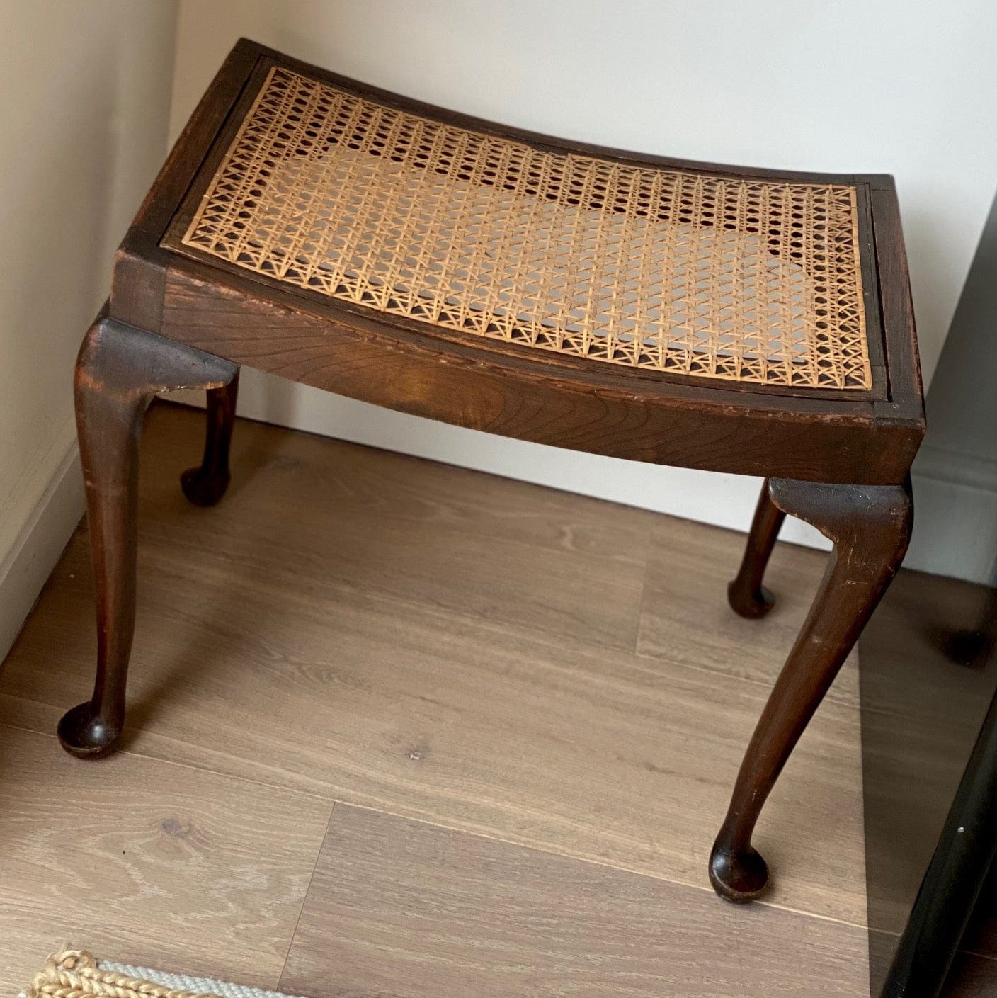 KEPT London Stock Mahogany cane seat stool