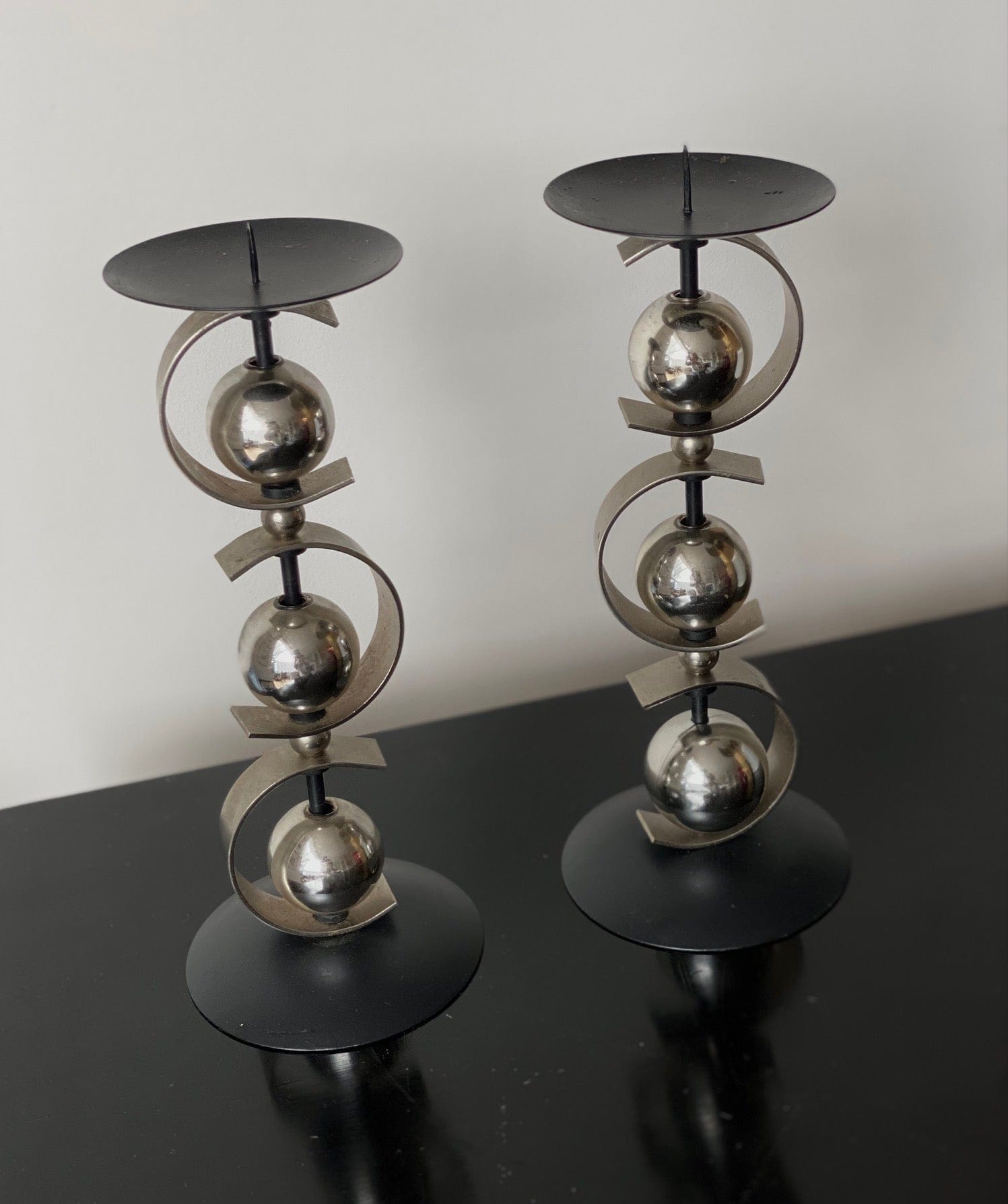 KEPT London Stock Mid-century chrome ball candleholders