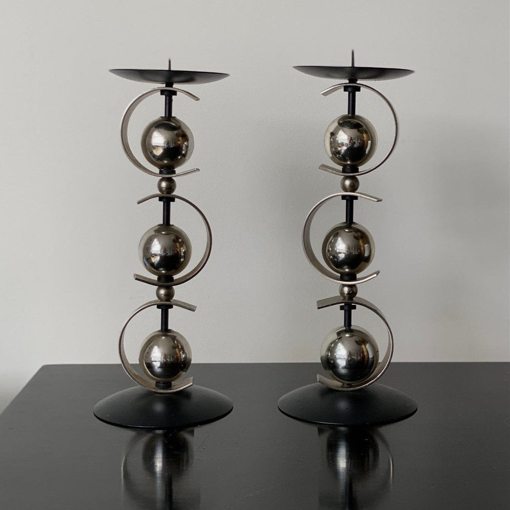 KEPT London Stock Mid-century chrome ball candleholders