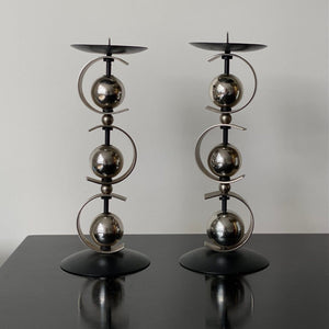 KEPT London Stock Mid-century chrome ball candleholders