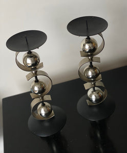 KEPT London Stock Mid-century chrome ball candleholders