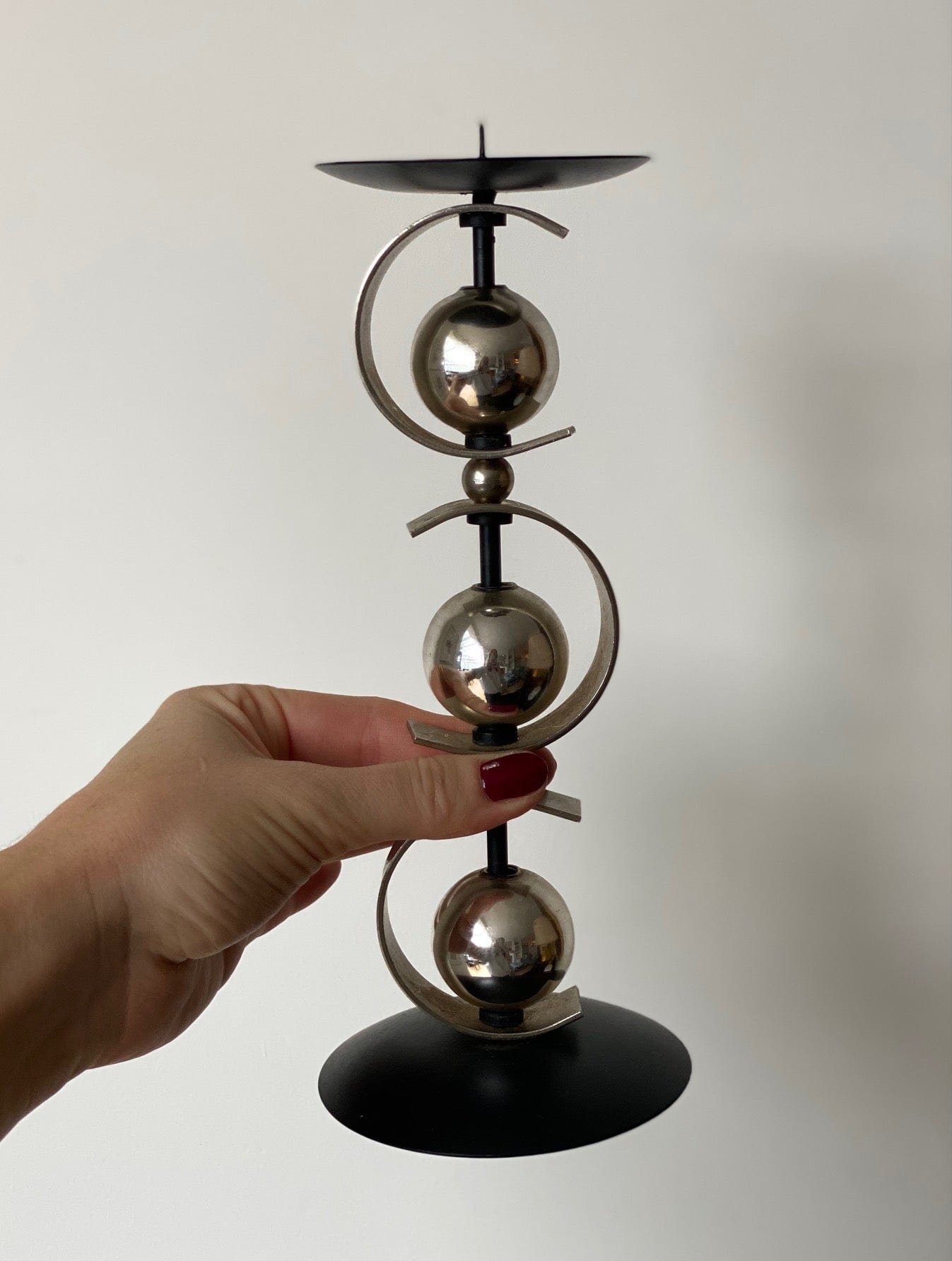 KEPT London Stock Mid-century chrome ball candleholders