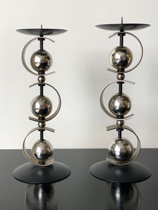 KEPT London Stock Mid-century chrome ball candleholders