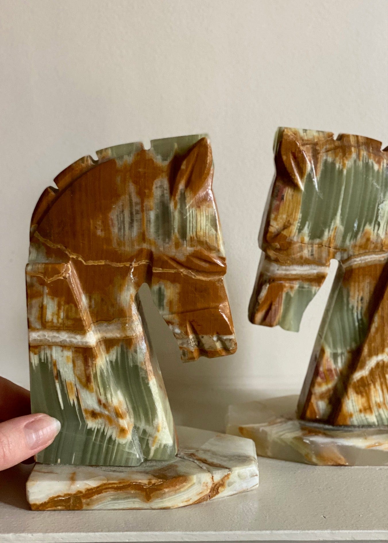 KEPT London Stock Onyx horsehead bookends