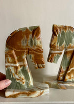 Load image into Gallery viewer, KEPT London Stock Onyx horsehead bookends
