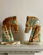Load image into Gallery viewer, KEPT London Stock Onyx horsehead bookends
