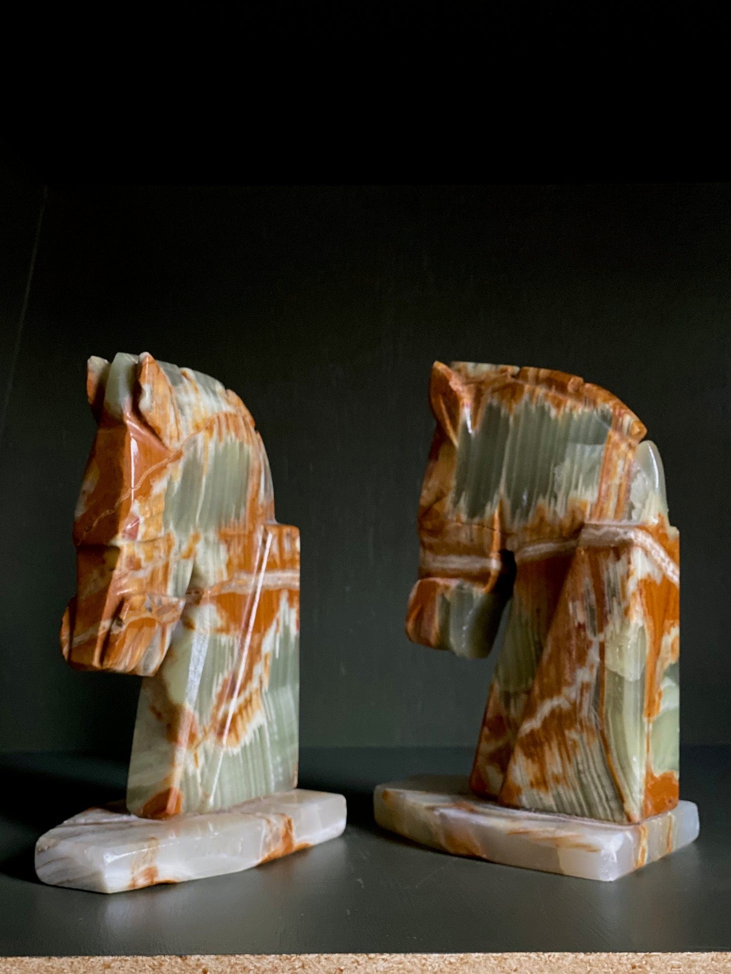 KEPT London Stock Onyx horsehead bookends