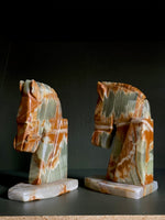 Load image into Gallery viewer, KEPT London Stock Onyx horsehead bookends
