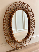 Load image into Gallery viewer, KEPT London Stock Oval cane mirror, attributed to Franco Albini
