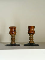 Load image into Gallery viewer, KEPT London Stock Pair of bakelite tortoiseshell candlesticks
