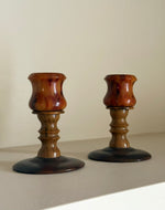 Load image into Gallery viewer, KEPT London Stock Pair of bakelite tortoiseshell candlesticks
