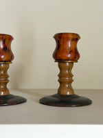 Load image into Gallery viewer, KEPT London Stock Pair of bakelite tortoiseshell candlesticks
