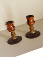 Load image into Gallery viewer, KEPT London Stock Pair of bakelite tortoiseshell candlesticks
