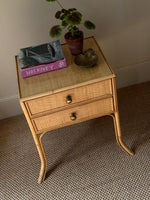Load image into Gallery viewer, KEPT London Stock Pair of bamboo and cane bedside tables
