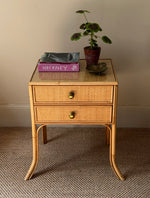 Load image into Gallery viewer, KEPT London Stock Pair of bamboo and cane bedside tables
