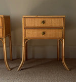 Load image into Gallery viewer, KEPT London Stock Pair of bamboo and cane bedside tables
