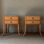 Load image into Gallery viewer, KEPT London Stock Pair of bamboo and cane bedside tables
